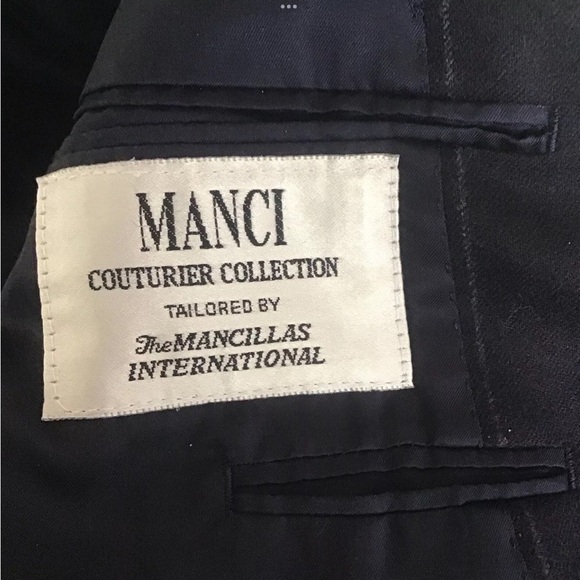 MANCILLAS International Mens 100% Blue Wool Pinstripe Two Button Suit Coat 46R - Picture 11 of 14